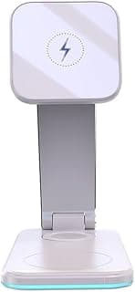 حامل هاتف من الألومنيوم DS17 من V Volt قابل للطي 3 في 1 مع مؤشر LED محطة ، شحن لاسلكي سريع 15 واط لـ سلسلة آيفون 15 14 13 12، أبل واتش، إيربودز