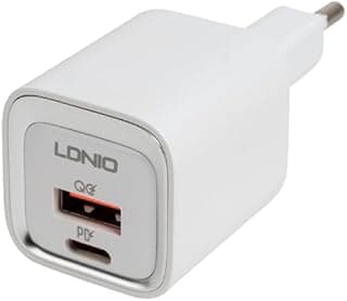 A2318M Mobile Phone Charger EU Plug With Type C To Lightning Cable And USB Type C Ports 20W - White