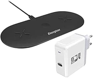 شاحن لاسلكي سريع مزدوج WCP-203 بقوة 30 وات + رأس شاحن - أسود