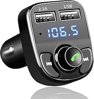 جهاز إرسال FM للسيارة مع شاشة LED، شاحن USB مزدوج، مشغل MP3 لاسلكي، بلوتوث للهاتف المحمول، أسود