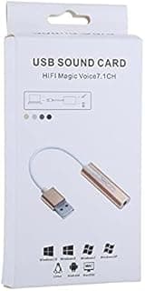 كرت صوت خارجي USB بهيكل ألومنيوم وجاك 3.5 مم، محول صوت HIFI Magic Voice بقناة 7.1 - للكمبيوتر، المكتبي، السماعات، سماعة الرأس (فضي)