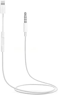 كابل AUX لايتنينج إلى 3.5mm لتوصيل الموبايل بكاسيت السيارة متوافق مع 14 13 12 11 XS XR X 8 7، أبيض