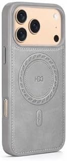 HDD leather Case Cover For iPhone 17 Pro Max MagSafe Magnetic Phone Case Raised edges around the screen help prevent scratches (Gray)