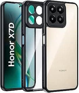 جراب شفاف متوافق مع Honor X7D، مقاوم للصدمات بجودة عسكرية، مضاد للاصفرار، جراب حماية نحيف مع حماية للكاميرا - أسود