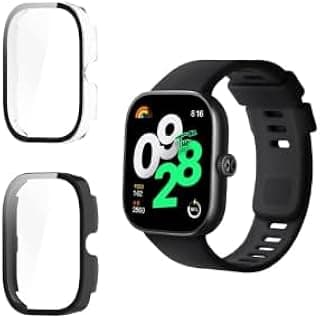 HidWee Case Compatible with Xiaomi Redmi Watch 4 Protective Case, 360 Degree All-Round Shockproof Protective Case with HD Screen Protector, Scratch-Resistant, Ultra Thin Hard PC Cover - Transparent +