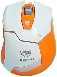 ماوس جيمنج سلكي ديراسي T50 بـ 7 أزرار وإضاءة خلفية 2400 DPI RGB (1.8 متر، أبيض وبرتقالي)