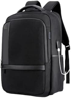 Backpack Imported 00120 - Fits Laptop 15.6 Inch - Padded Interior Protection - Equipped with USB Charging Connector - Strong Material - Perfect for Travel, Work, School, University and Club - Black