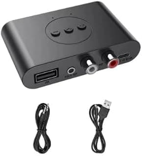 محول صوت بلوتوث 5.0، يدعم NFC، فلاشة USB، مخرج 3.5 مم AUX و RCA، محول موسيقى لاسلكي مع ميكروفون للسيارة ومكبرات الصوت