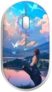 For R8 1732 Wireless Mouse Slim Anime 3D Painted Design – 2.4G Lightweight – 3 Buttons / 1200DPI – Ergonomic Design – AA Battery- For Office Business WIN/Mac OS (White Deer)