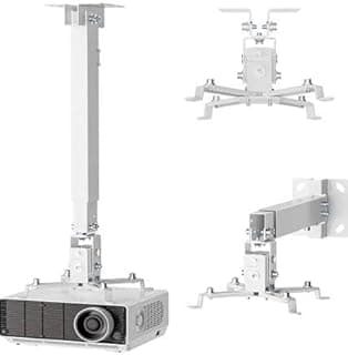 Universal Projector Ceiling Mount, White, Adjustable Extension Arm, 360° Rotation, Tilt & Swivel 180CM