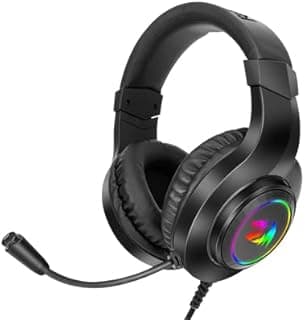 سماعة ألعاب Redrag.on HYLAS H260 بإضاءة RGB، تصميم مريح فوق الأذن، اتصال USB سلكي، صوت محيطي واضح، مايك ثابت بجودة عالية، مناسبة للكمبيوتر ,اللابتوب – لون أسود