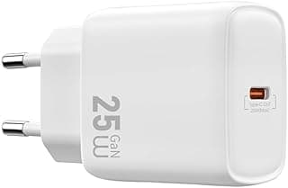شاحن من ويوو بمنفذ USB-C متوافق مع هواتف آيفون من 8 إلى 15 بمنفذ واحد وقدرة 25 واط مع تقنية GaN للشحن السريع ونظام حماية