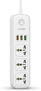 مشترك كهرباء ذكي SC5319 بـ 5 مقابس و 3 منافذ USB - شحن سريع 38W - كابل 2 متر - حماية مدمجة للمنزل والمكتب