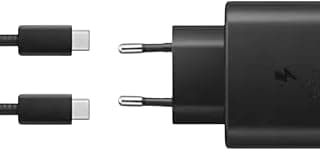 شاحن سريع Usb نوع سي 45 watt مع كابل نوع تايب سي الى تايب سي متوافق مع هواتف سامسونج واوبو وريلمي والمزيد من الهواتف الداعمة لمنفذ C - اسود