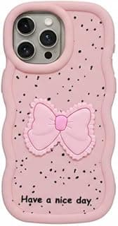 Compatible Case with Iphone 14 Pro, [Drop Protection] 3D Bow Pattern Soft TPU Shockproof Phone Case Full Body Protection (Pink)