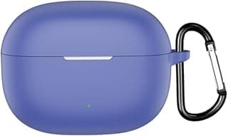 جراب حماية لسماعات Realme Buds T200 Lite - غطاء سيليكون مقاوم للصدمات مع خطاف تعليق | مقاوم للغبار والخدوش | إضاءة LED أمامية ظاهرة | وصول سهل لمنفذ الشحن (أزرق)