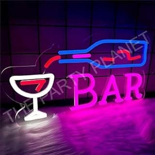 Neon Bar Signs, LED Bar Lights Neon Signs for Man Cave Decor Cocktail Neon Lights with Switch, Neon Beer Signs for Home Bar, Store, Club, Bistro, Party, Gifts (Pink)