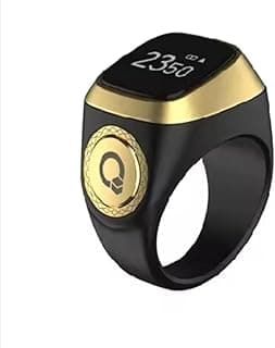 Smart Tasbih Zikr Ring- Muslim Prayer- Prayer timing reminder- OLED display- Tasbih Counter- Smart Ring- Wearable Technology- Waterproof (Black, 22 mm)