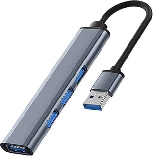 موزع USB 3.0 مع 4 منافذ تضم منفذ 3.0 و3 2.0 لاجهزة ماك بوك برو اير PS4 اكس بوكس والاجهزة التي تعمل بنظام iOS واندرويد وفيستا متعددة الكمبيوتر فضي