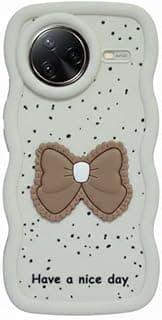 Compatible Case with Poco F7 Ultra, [Drop Protection] 3D Bow Pattern Soft TPU Shockproof Phone Case Full Body Protection (Beige)