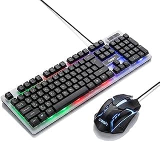 كيبورد وماوس جيمينج سلكي مضيء موديل X90، إضاءة RGB بتصميم مريح يدعم الاستخدام المطول، كما يحتوي على اختصارات وسائط متعددة لتسهيل التحكم.