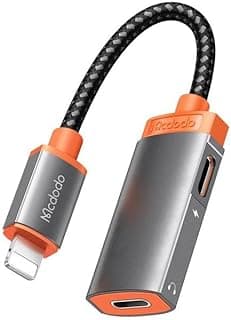 Mccdodo محول شحن ومقبس صوت 3.5 ملم 2 في 1، متوافق مع iPhone، كابل مضفر