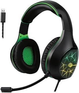 سماعة راس USB للالعاب مع مايك من ستاندرد للموبايل / PS4 / Xbox One/الكمبيوتر الشخصي/نينتندو سويتش GM-2100LG – اخضر/اسود، سلكي، فوق الاذن، جي ام 2100LG
