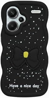 Compatible Case with Redmi Note 13 Pro Plus, [Drop Protection] 3D Bow Pattern Soft TPU Shockproof Phone Case Full Body Protection (Black)
