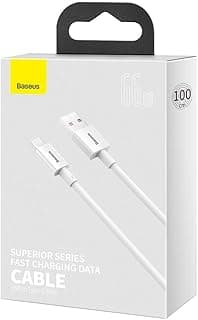 كابل بيسوس Superior Series بقدرة 66 وات USB إلى USB-C للموبايل هواوي/اوبو/شاومي/لينوفو/نوكيا/سامسونج - 100 سم - أبيض