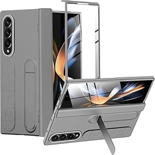 Case for Samsung Galaxy Z Fold 4 7.6 Inch Hinge Built-in Screen Protector Hard PC Cover Shockproof Anti-Scratch Full Body Armor Durable Anti-Fall Protective Case (Grey)