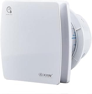 XIIW Bathroom Fan 100 mm with Humidity Sensor Extractor Fan Adjustable Overrun Time with Timing Wall Fan Silent with Backflow Flap 95 m³/h, 12 Watt / 34 dB for Bathroom, Toilet, Kitchen