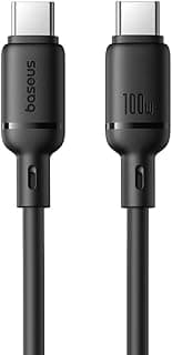 كابل PD3.0 QC4.0 من سلسلة رابيد للشحن السريع من باسيوس، 100 وات/5 أمبير، نوع سي لنوع سي، كابل مضفر لنقل البيانات 480 ميجابت لكل ثانية لكل الموبايلات والتابلت والاي باد والآيفون وجالاكسي، 1 متر، مطفي