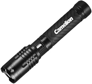 Camelion RT301 Rechargeable LED Flashlight, 2000 Lumens, USB-C Fast Charging, Adjustable Zoom Focus, 3 Lighting Modes, 18650 Rechargeable Battery, COB Flashlight for Camping, Emergency & Outdoor Use