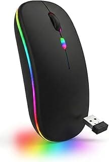 Wireless Bluetooth Mouse, White RGB Silent Optical Mouse with Nano USB Receiver, Adjustable DPI 800-1200-1600