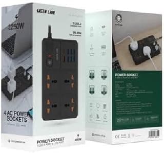 مشترك كهرباء Green Lion بريطاني، 7 منافذ USB-A ومنفذ PD