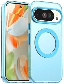 Case for (Compatible with For Google Pixel 10 Pro XL) Magnetic Charging, Ultra Thin Shockproof Matte Hard PC Mobile Phone Case, Translucent Soft Silicone TPU Bumper Protective Case (Light Blue)