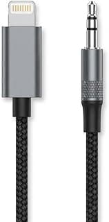 كابل صوت LS-Y81i من Lightning إلى 3.5mm بجودة HiFi للسيارة ومكبرات الصوت، مقاوم للتشابك بطول 1 متر - أسود