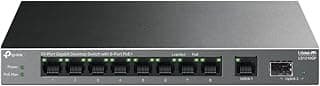 محول كمبيوتر مكتبي 10 منافذ جيجابت مع 8 منافذ بي او اي +، 1 × منفذ جيجابت SFP من تي بي- لينك