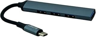 محول موزع USB 4 في 1 USB 3.0، سرعة عالية 5 جيجابت في الثانية، موزع USB الومنيوم مع 3 منافذ USB 2.0، التوصيل والتشغيل - للابتوب والكمبيوتر والكيبورد والماوس وذاكرة فلاش (نوع C)