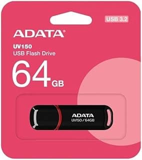 فلاشة UV150 سعة 64GB بمنفذ USB 3.2، غطاء منزلق، خفيفة الوزن وسريعة لنقل البيانات، أسود (AUV150-64G-RBK)