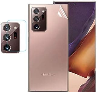 جراب 2 في 1 لهاتف سامسونج Galaxy Note 20، حماية خلفية جيلاتين مع حماية عدسة كاميرا نانو جلاس - شفاف