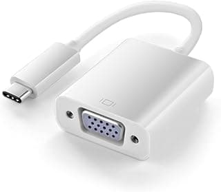 محول USB-C إلى منفذ في جي ايه - USB-C 3.1 ذكر إلى منفذ في جي ايه أنثى 1080 بيكسل، محول فيديو مع وصلة قابس متوافقة مع التابلت والكمبيوتر وجهاز العرض البروجكتور وشاشة العرض (أبيض)