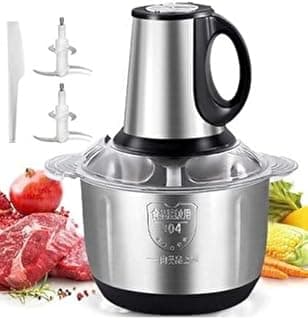 Electric Chopper for Meat and Vegetables, 3 Liter, Stainless Steel, with Transparent Cover and Blades 4 Weapon