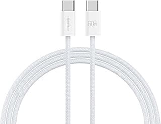 كابل شحن سريع RS13CC من USB C إلى USB C بقدرة 60 وات PD، كابل مجدول متين بطول 1.2 متر لنقل البيانات، متوافق مع ماك بوك اير، ايباد برو، ايفون 15، سامسونج