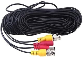Nickel Plated Bnc Video Power Siamese Cable For Surveillance Camera Dvr Kit Black 20meter