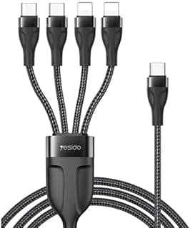 كابل شحن CA110 4 في 1، تصميم متعدد المنافذ، يدعم Type-C، لايتنينج، ومايكرو USB، شحن متزامن فعال وتوافق واسع