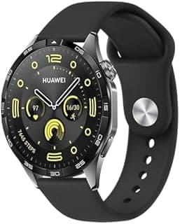 Silicone Bands Compatible with Huawei GT 4 GT 3 46mm/GT 2 Pro 46mm/Samsung Galaxy Watch 3 Bands 45mm/ Oraimo, 22 mm Soft Silicone Sport Replacement Strap for Huawei GT 4 Band Women Men (Black)