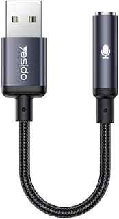 محول صوت YAU46 من USB-A إلى 3.5mm بدقة عالية 16bit/48kHz، تصميم محمول ومتين مع دعم للمكالمات الصوتية، توصيل وتشغيل