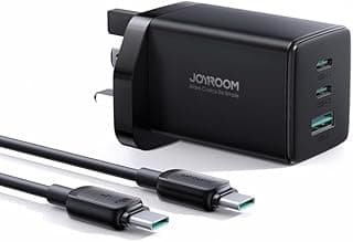 شاحن نتريد الغاليوم 65 واط JR-TG10 من جوي روم، (قابس أوروبي) + كابل A14 بقدرة 100 واط من USB-C إلى USB-C، طول 1.2 م | شحن سريع ونقل بيانات عالي السرعة - أسود