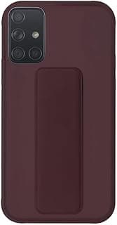 جراب بظهر مع مسند لسامسونج Galaxy S20 حامل مغناطيسي للسيارة، سيليكون ناعم، مسند أفقي ورأسي، حزام معصم، حماية كاملة مضاد للبصمات (أحمر نبيذي)